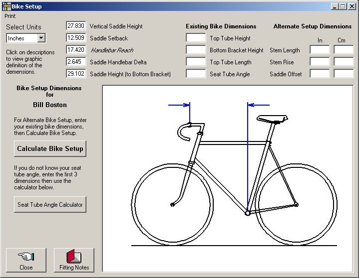 road bike interior size